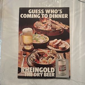 Vintage RHEINGOLD THE DRY BEER ‘Guess Who’s coming to dinner’ cardboard sign.